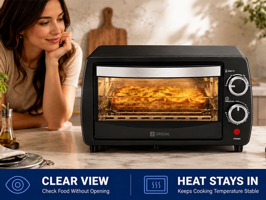 Puerta de cristal del mini horno Origial Cook&Bake 10L Black