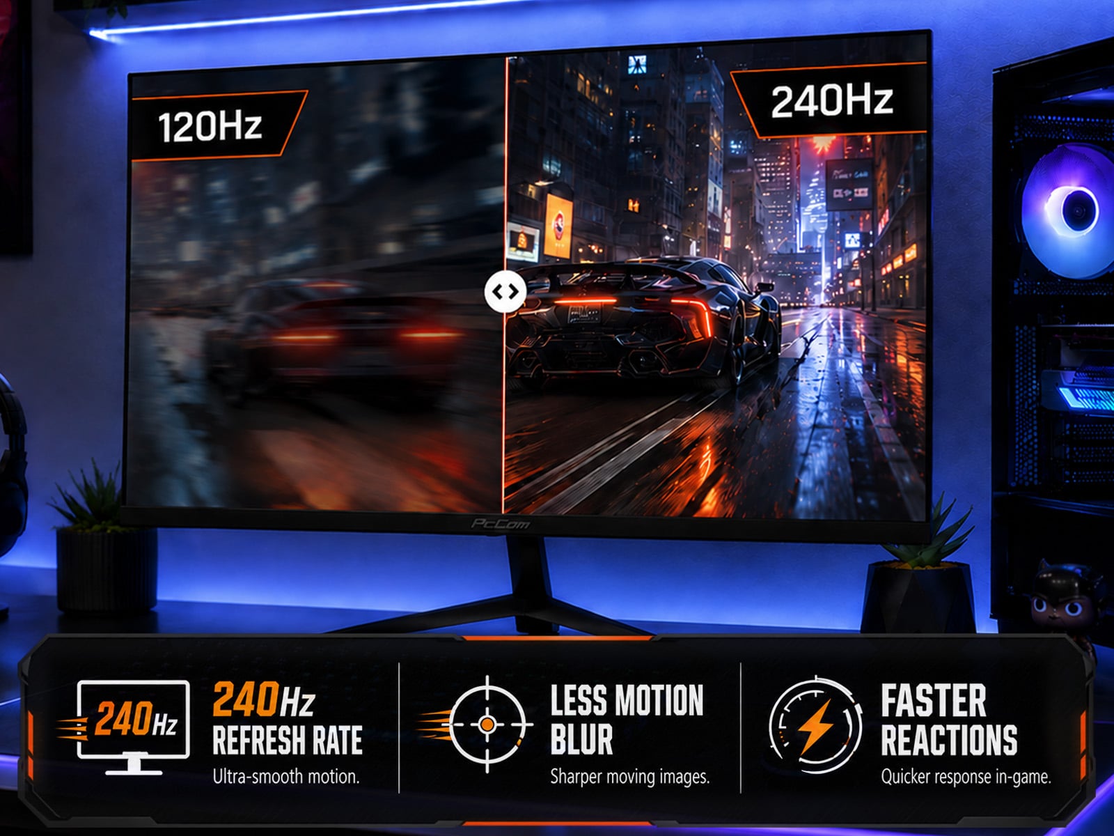 Monitor gaming PcCom Elysium 24 pulgadas a 240 Hz