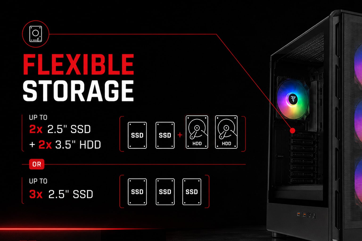 Opciones de almacenamiento SSD y HDD en Tempest Ironvale