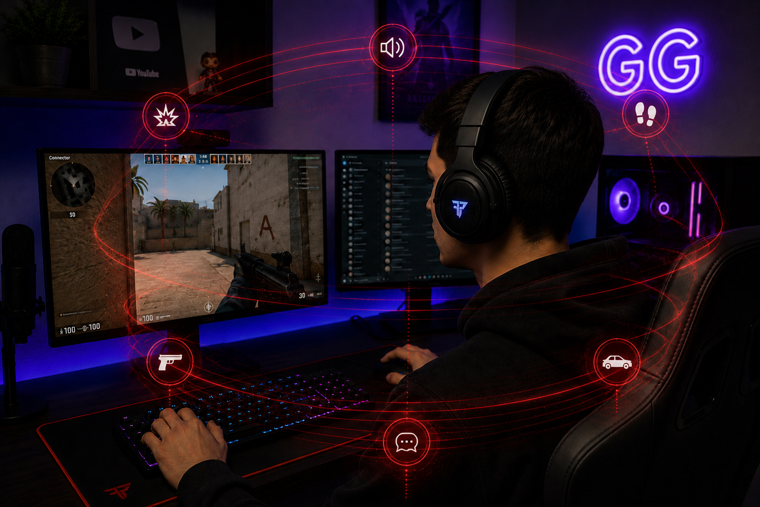 Sonido virtual 7.1 con drivers de 50 mm
