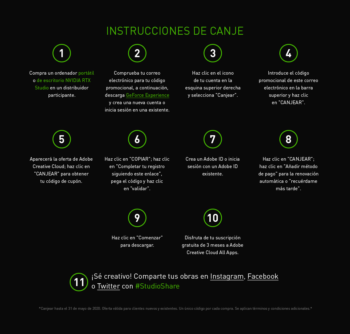 INSTRUCCIONES DE CANJE